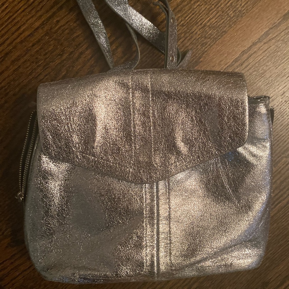 Zara light blue metallic backpack